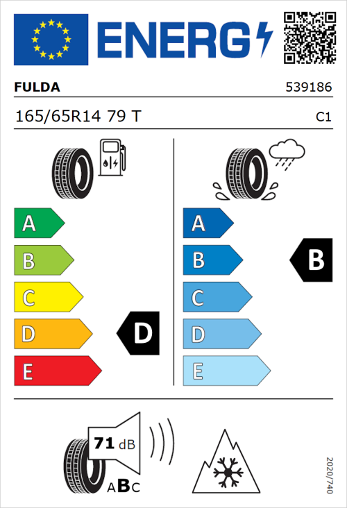 Tyre Label for Fulda MultiControl 165/65R14 79T